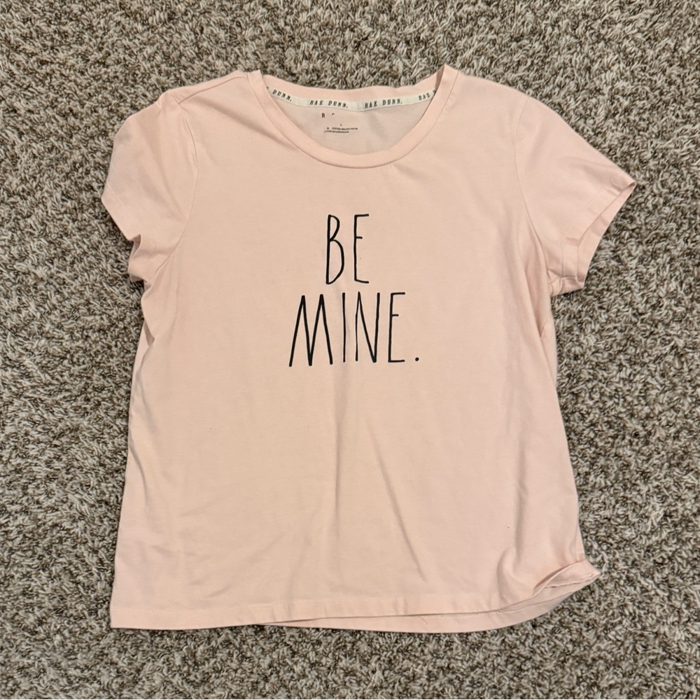 Rae Dunn Pink Short Sleeve Tee with 'Be Mine' Print